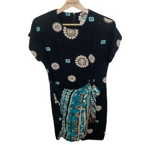 VINTAGE Women’s Faux Wrap Tribal Pattern Dress
